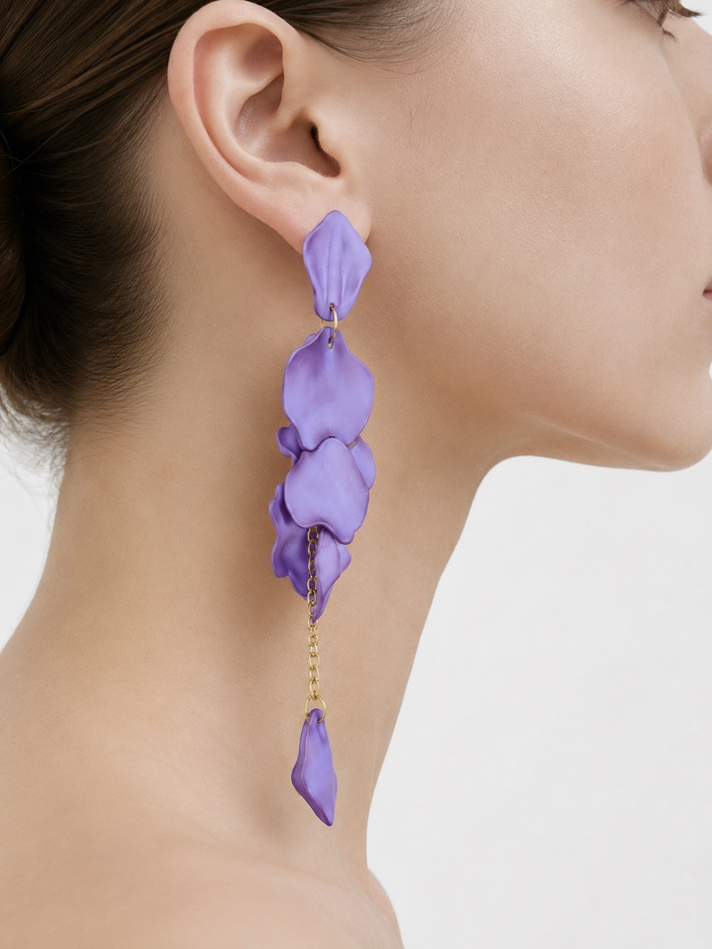 Purple Petal Drop Earrings